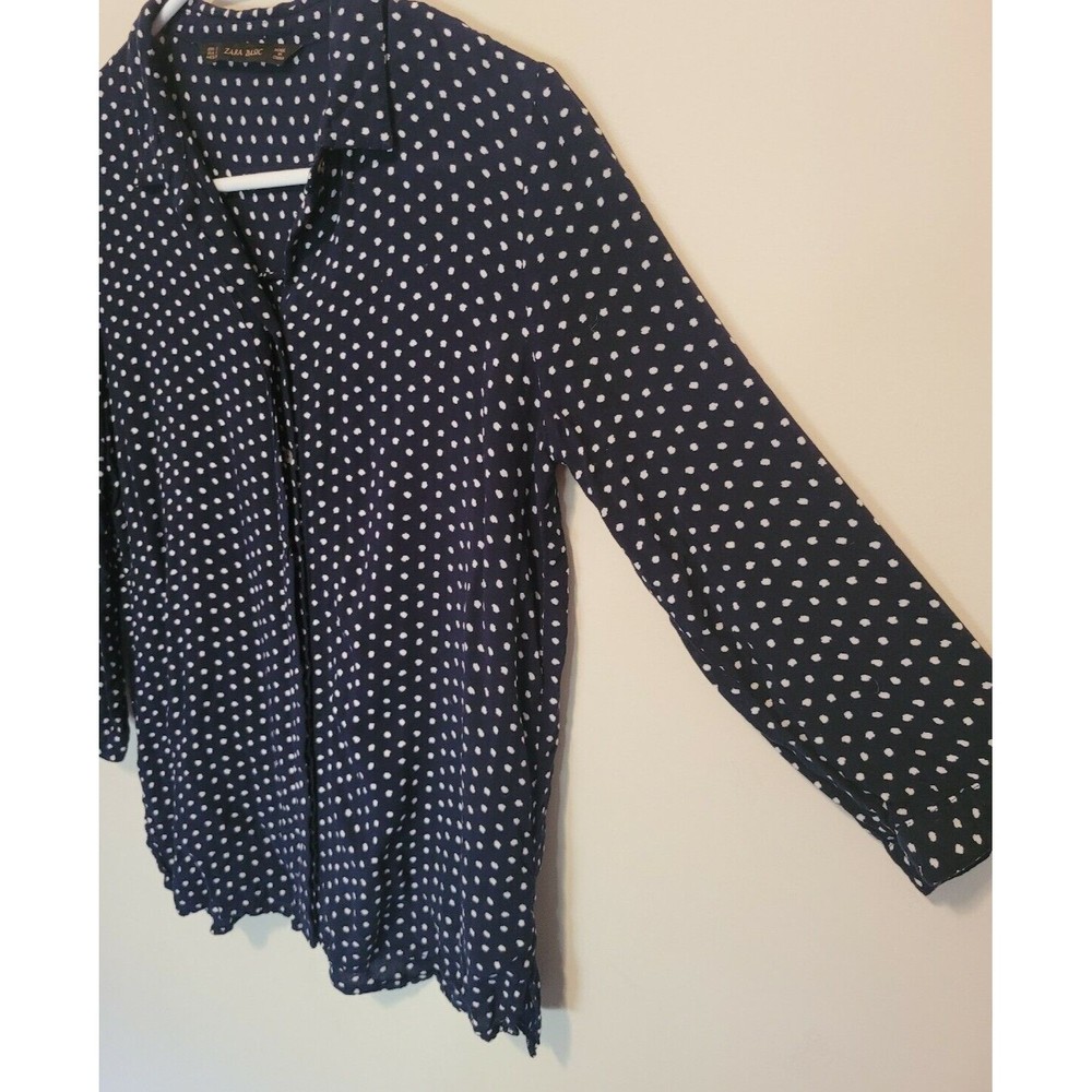 Zara Basic Womens Polka Dot Hidden Button Front T… - image 3